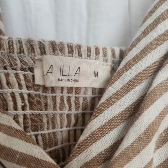 Starlow Elegant Striped Tan Maxi Dress Size M - Picture 7 of 7